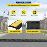 VEVOR Rubber Cable Guard, 3-Channel, 2 x 2.3 in - Durable Cord Protection Ramp for Driveways, 6600 lbs Capacity