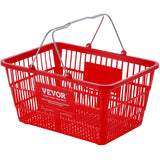 VEVOR Shopping Basket, Set of 12, 21L Durable Plastic Grocery Basket with Metal Handle and Stand, 425 x 305 x 218 mm Portable Shop Basket Bulk Used