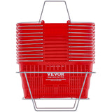 VEVOR Shopping Basket, Set of 12, 21L Durable Plastic Grocery Basket with Metal Handle and Stand, 425 x 305 x 218 mm Portable Shop Basket Bulk Used for Retail Store Supermarket Grocery Shopping, Red - Extra Image