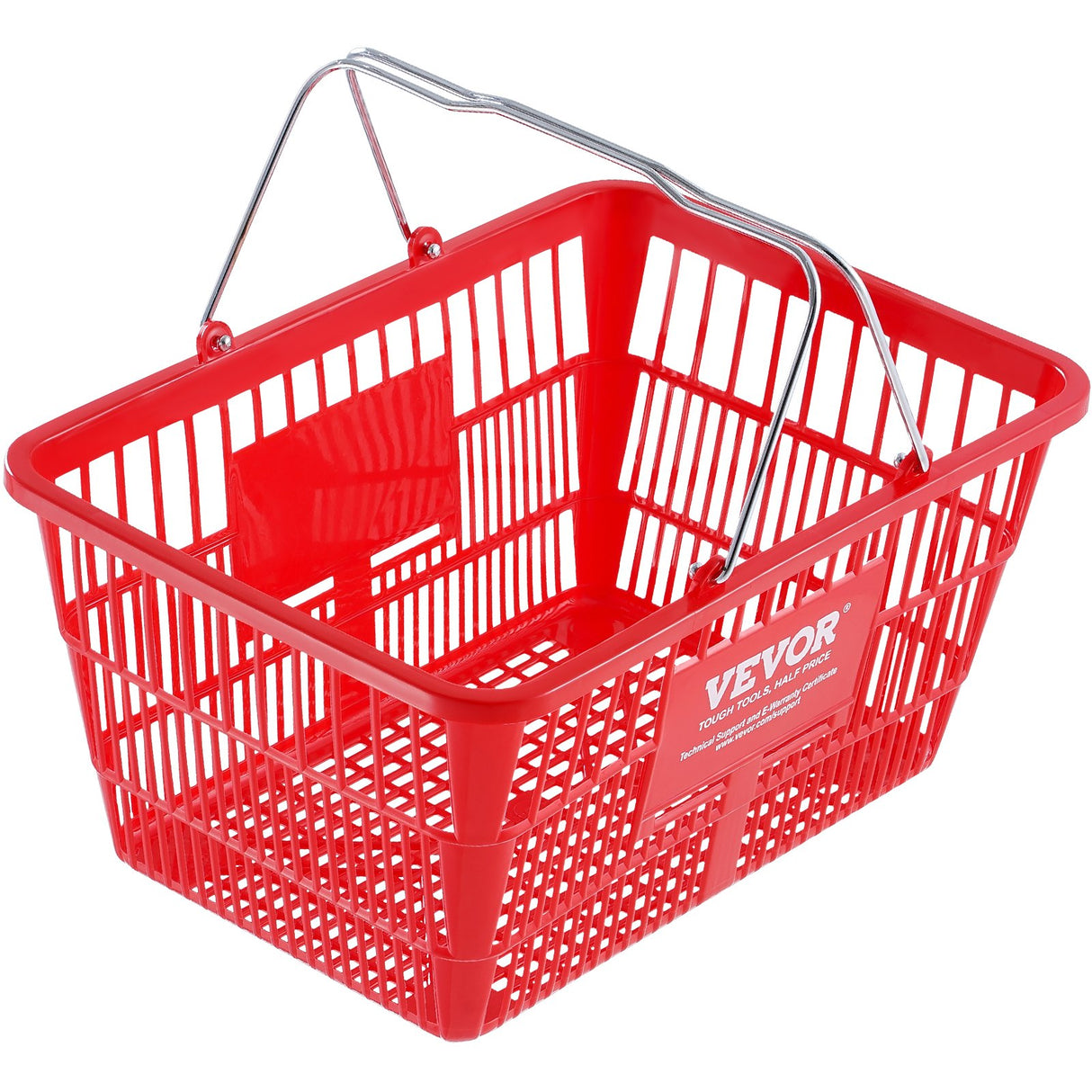 VEVOR Shopping Basket, Set of 12, 21L Durable Plastic Grocery Basket with Metal Handle and Stand, 425 x 305 x 218 mm Portable Shop Basket Bulk Used