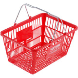 VEVOR Shopping Basket, Set of 12, 21L Durable Plastic Grocery Basket with Metal Handle and Stand, 425 x 305 x 218 mm Portable Shop Basket Bulk Used for Retail Store Supermarket Grocery Shopping, Red - Extra Image