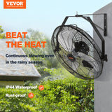 VEVOR Industrial Wall Mount Fan Waterproof Metal Fan 17.6'' 3 Speed Airflow - Front View