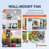 VEVOR Industrial Wall Mount Fan Waterproof Metal Fan 17.6'' 3 Speed Airflow - 45-Degree Angle