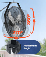 615mm Industrial Wall Mount Fan 3 Speed 4650 CFM for Garage Greenhouse - Side View