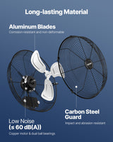 615mm Industrial Wall Mount Fan 3 Speed 4650 CFM for Garage Greenhouse