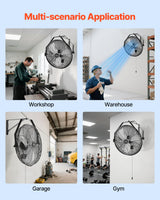 615mm Industrial Wall Mount Fan 3 Speed 4650 CFM for Garage Greenhouse - Rear View