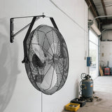 615mm Industrial Wall Mount Fan 3 Speed 4650 CFM for Garage Greenhouse - Low Angle
