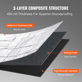 VEVOR Car Sound Deadening Mat, 400 mil 1.5sq.m Automotive Sound Deadener, High Density Foam Sound Deadener Material & Heat Barrier, Double Layer - Side View