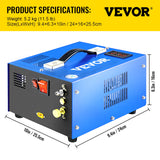 VEVOR PCP Air Compressor Scuba Compressor 4500PSI Manual-Stop 12V/220V w/Adapter - Close-Up Angle
