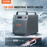 VEVOR Industrial Water Chiller, CW-3000, 80W Air-Cooled Industrial Water Cooler Cooling System with 12 L Water Tank Capacity 12 L/min Maximum Flow Rate, for Laser Engraving Machine Cooling Machine - Front View