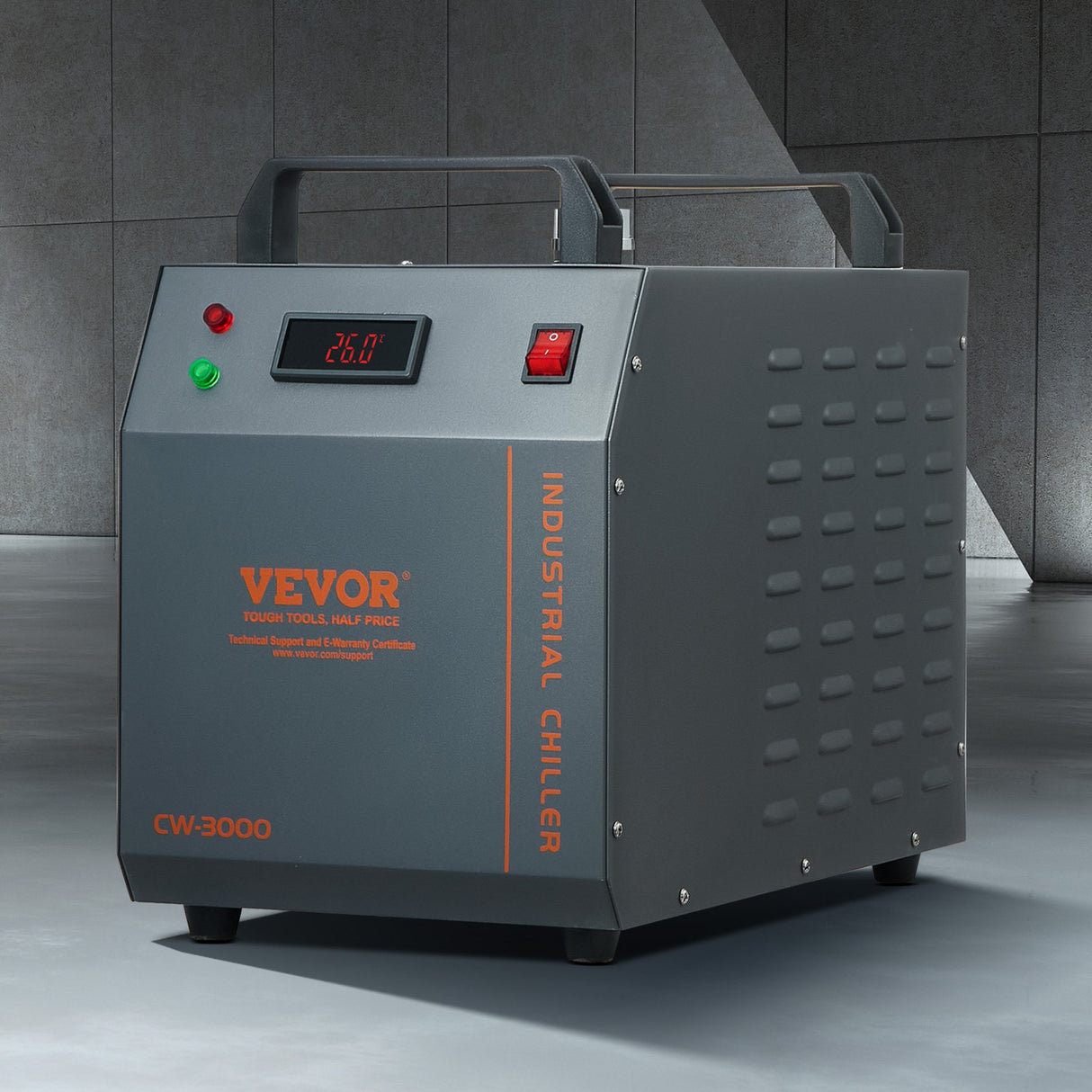VEVOR Industrial Water Chiller, CW-3000, 80W Air-Cooled Industrial Water Cooler Cooling System with 12 L Water Tank Capacity 12 L/min Maximum Flow Rate, for Laser Engraving Machine Cooling Machine
