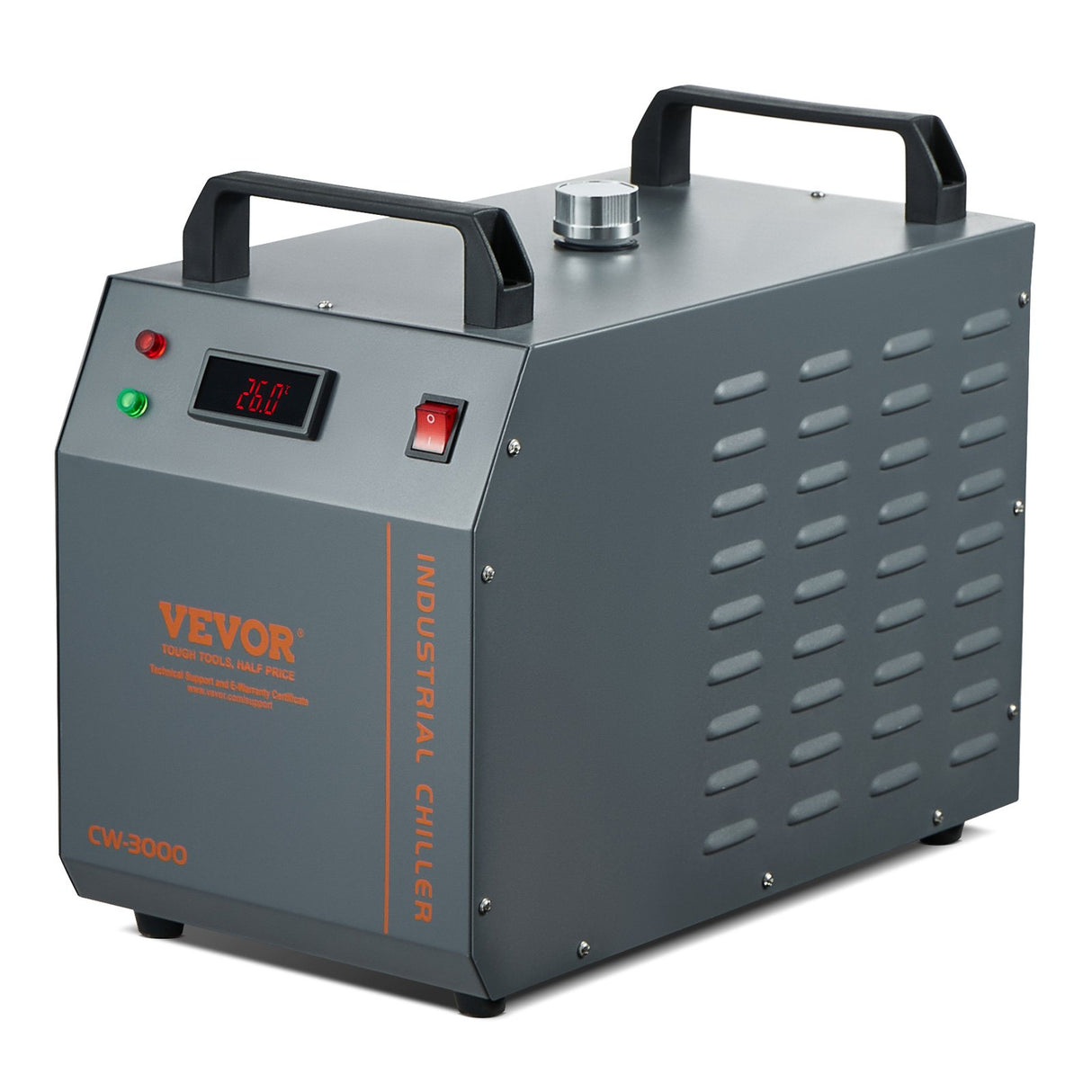 VEVOR Industrial Water Chiller, CW-3000, 80W Air-Cooled Industrial Water Cooler Cooling System with 12 L Water Tank Capacity 12 L/min Maximum Flow Rate, for Laser Engraving Machine Cooling Machine