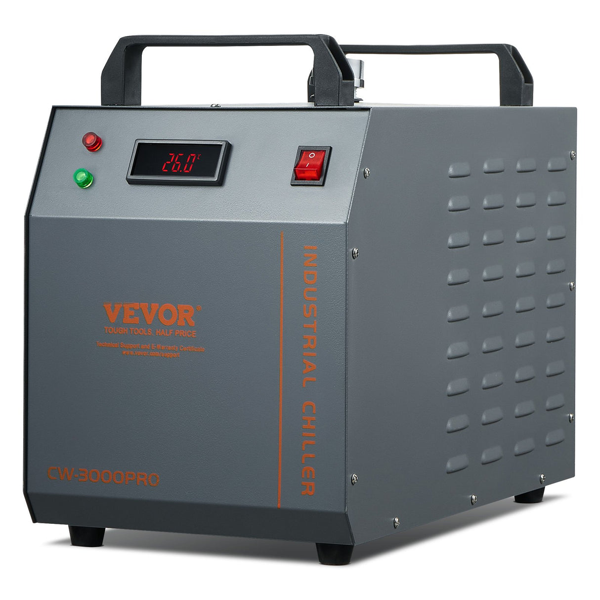 VEVOR Industrial Water Chiller, CW-3000(PRO), 150W Air-Cooled Industrial Water Cooler Cooling System with 12L Water Tank Capacity 18 L/min Max Flow