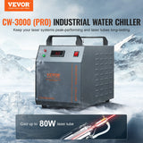 VEVOR Industrial Water Chiller, CW-3000(PRO), 150W Air-Cooled Industrial Water Cooler Cooling System with 12L Water Tank Capacity 18 L/min Max Flow