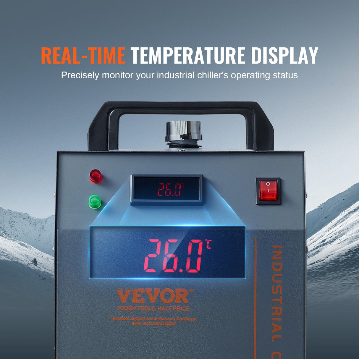 VEVOR Industrial Water Chiller, CW-3000(PRO), 150W Air-Cooled Industrial Water Cooler Cooling System with 12L Water Tank Capacity 18 L/min Max Flow