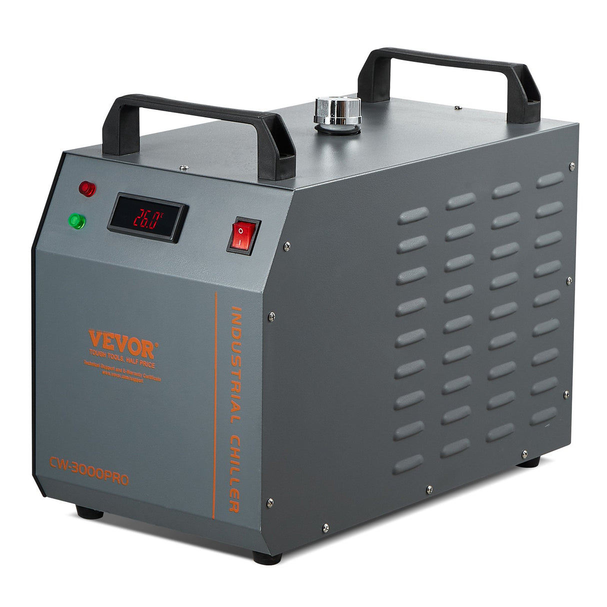 VEVOR Industrial Water Chiller, CW-3000(PRO), 150W Air-Cooled Industrial Water Cooler Cooling System with 12L Water Tank Capacity 18 L/min Max Flow