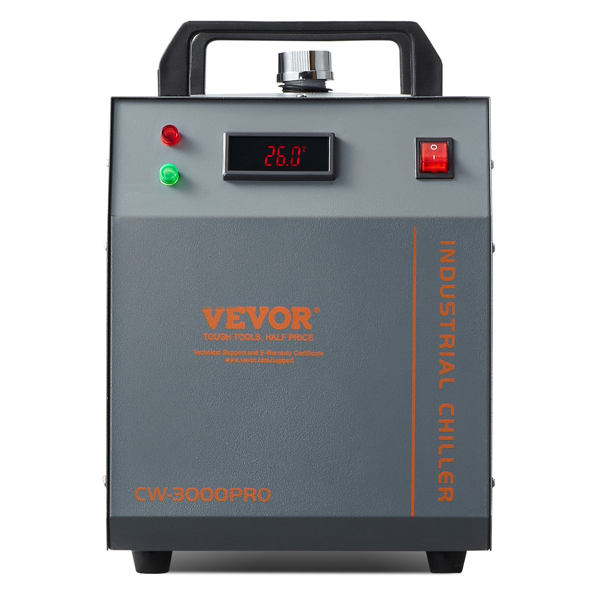 VEVOR Industrial Water Chiller, CW-3000(PRO), 150W Air-Cooled Industrial Water Cooler Cooling System with 12L Water Tank Capacity 18 L/min Max Flow