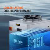 VEVOR Industrial Water Chiller, CW6000, 1500W Industrial Water Cooler Cooling System with Compressor 15L Water Tank Capacity 65 L/min Max Flow Rate, for CO2 Laser Engraving Machine Cooling Machine - Top-Down View