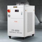 VEVOR Industrial Water Chiller, CW6000, 1500W Industrial Water Cooler Cooling System with Compressor 15L Water Tank Capacity 65 L/min Max Flow Rate,