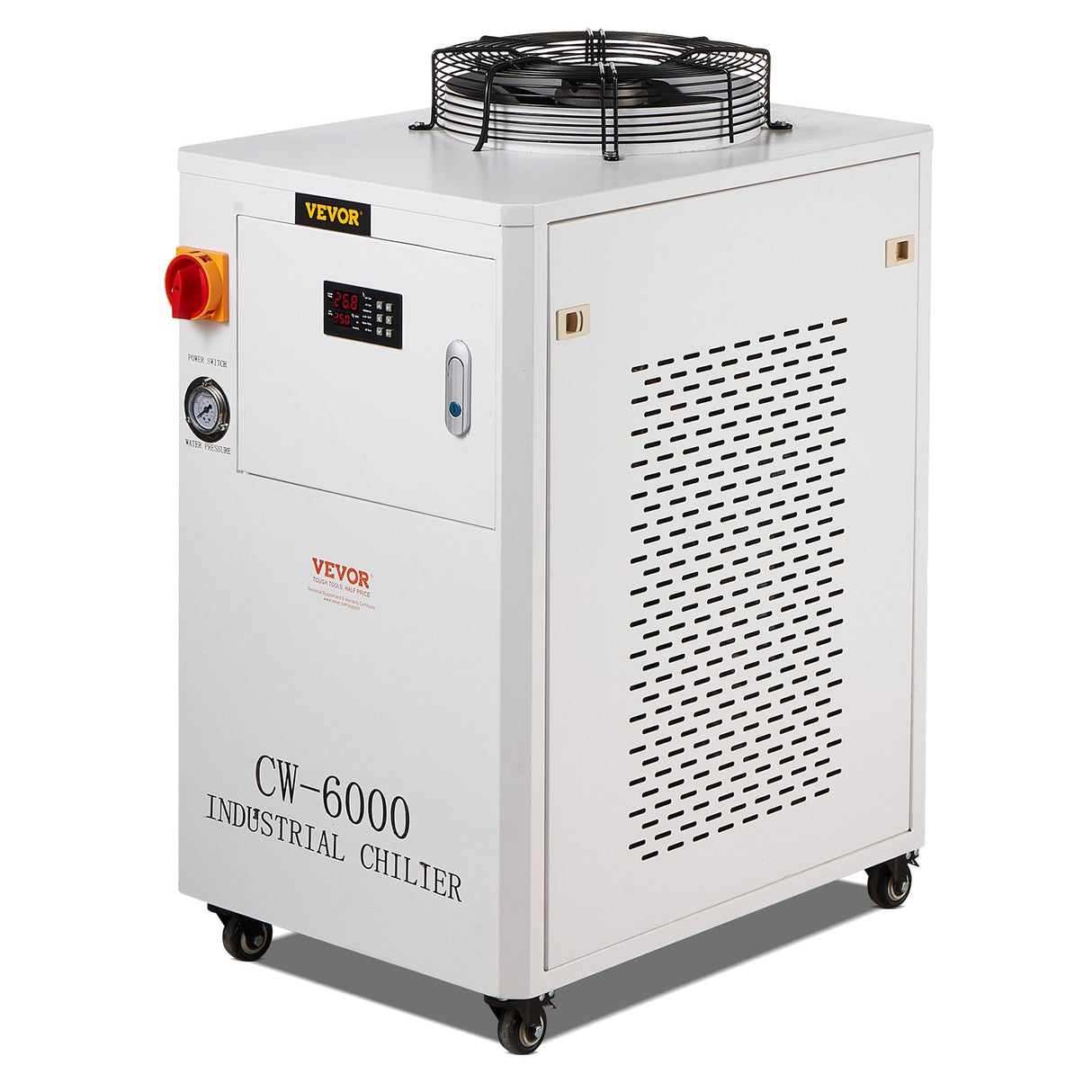 VEVOR Industrial Water Chiller, CW6000, 1500W Industrial Water Cooler Cooling System with Compressor 15L Water Tank Capacity 65 L/min Max Flow Rate,