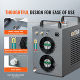 VEVOR Industrial Water Chiller, CW-5200, Industrial Water Cooler Cooling System with Built-in Compressor 7L Water Tank Capacity 13 L/min Max Flow Rate, for CO2 Laser Engraving Machine Cooling Machine - Rear View
