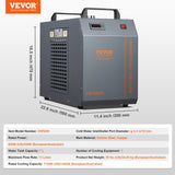 VEVOR Industrial Water Chiller, CW-5200, Industrial Water Cooler Cooling System with Built-in Compressor 7L Water Tank Capacity 13 L/min Max Flow Rate, for CO2 Laser Engraving Machine Cooling Machine