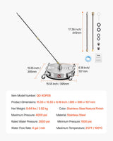 VEVOR 15" Pressure Washer Surface Cleaner 4 Wheels 4000 Max PSI 2 Extended Wands
