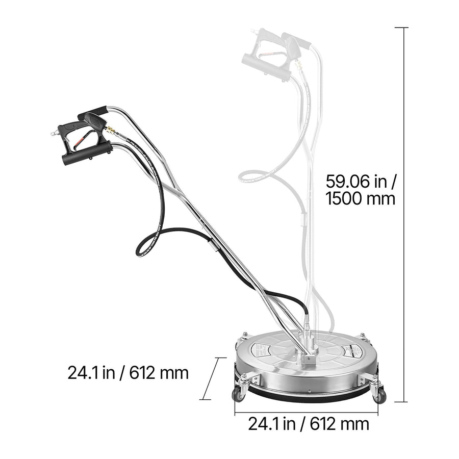 24" Pressure Washer Surface Cleaner, Stainless Steel Pressure Washer Attachments with 4 Wheels, 4000 Max PSI,, image 8