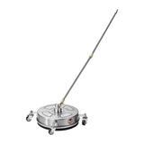 14" Pressure Washer Surface Cleaner, Stainless Steel Pressure Washer Attachments with 4 Wheels, 4000 Max PSI, 1/4 Quick Connector, 2 Spray Nozzles, 2 Extended Wands for Concrete, Patio, Deck