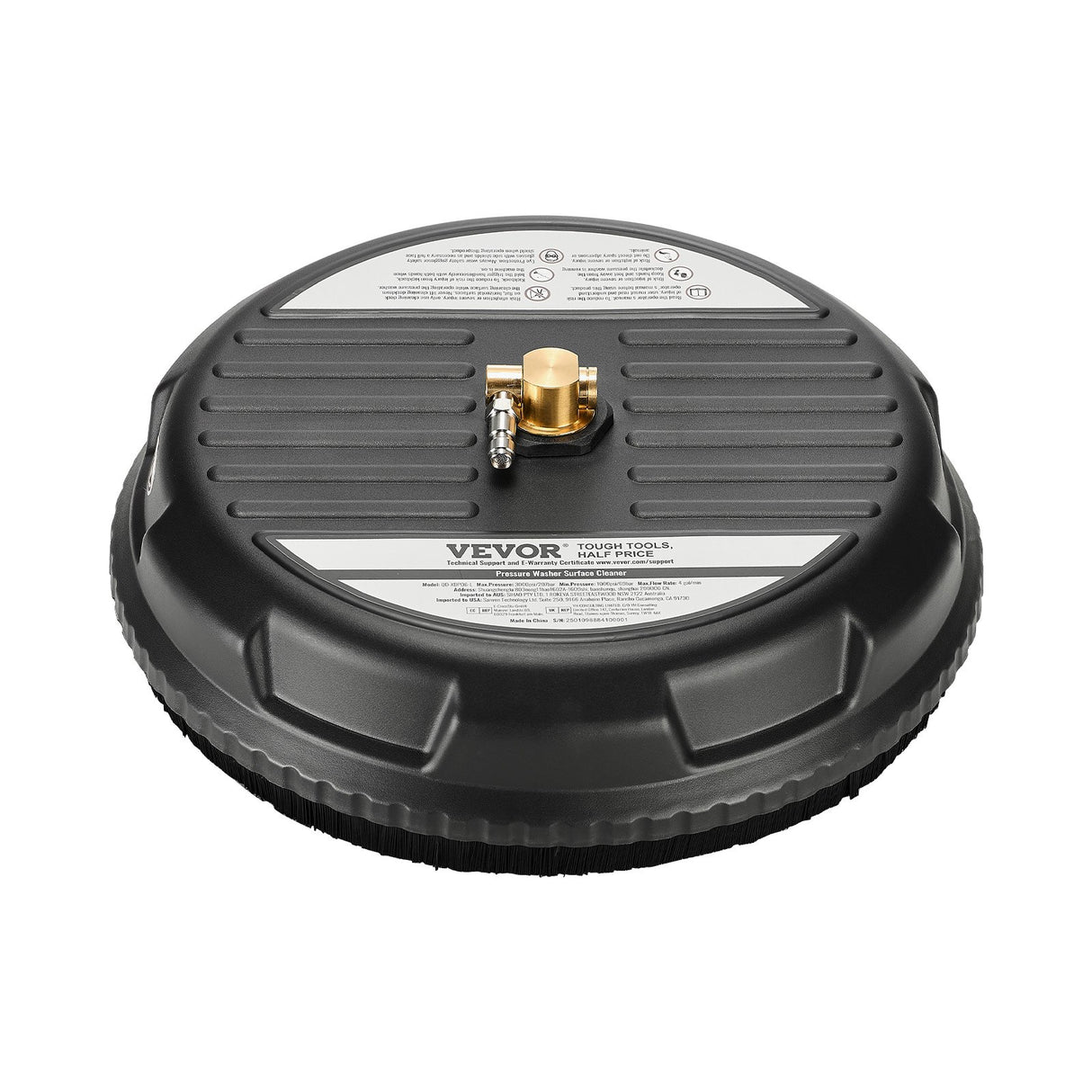 VEVOR 15" Pressure Washer Surface Cleaner 4000 Max PSI Plastic 2 Extended Wands