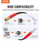 VEVOR Pressure Washer Hose, 100FT, Kink Free 3/8"-?14.8 Male, 3/8"-?15 Female For Most Brand Pressure Washers, 4.9'' Bending Radius, 4800 PSI Heavy