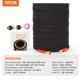 VEVOR Pressure Washer Hose, 100FT, Kink Free 3/8"-?14.8 Male, 3/8"-?15 Female For Most Brand Pressure Washers, 4.9'' Bending Radius, 4800 PSI Heavy