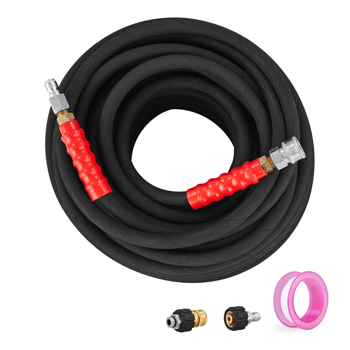 VEVOR Pressure Washer Hose, 100FT, Kink Free 3/8"-?14.8 Male, 3/8"-?15 Female For Most Brand Pressure Washers, 4.9'' Bending Radius, 4800 PSI Heavy