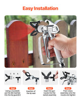VEVOR Airless Paint Spray Gun 3600PSI High Pressure Airless Spray Gun 517 Tip - Top-Down View