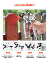 VEVOR Airless Paint Spray Gun 3600PSI High Pressure Airless Spray Gun with 5Tips