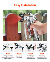 VEVOR Airless Paint Spray Gun 3600PSI High Pressure Airless Spray Gun with 5Tips - Top-Down View