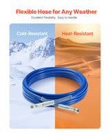 VEVOR 25ft Airless Paint Sprayer Hose 1/4 in Universal Airless Paint Spray Hose - Top-Down View