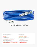 VEVOR 25ft Airless Paint Sprayer Hose 1/4 in Universal Airless Paint Spray Hose - Close-Up Angle