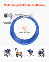 VEVOR 50ft Airless Paint Sprayer Hose 1/4 in Universal Airless Paint Spray Hose - Front View