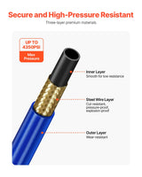 VEVOR 50ft Airless Paint Sprayer Hose 1/4 in Universal Airless Paint Spray Hose - Side View