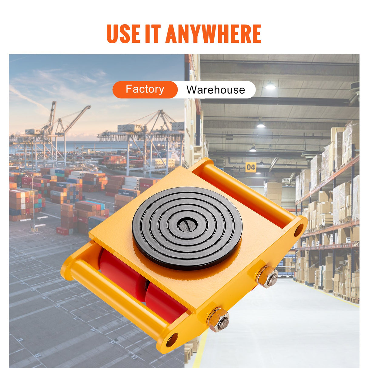VEVOR Machinery Skate Dolly Machinery Mover 13200lbs/6T Carbon Steel 4 PU Wheels