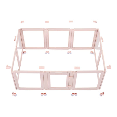 Dog Whelping Box, 1.54x1x0.6 m Plastic Dog Whelping Pen for Medium Sized Dogs, Waterproof Transparent Puppy Playpen with Windows & Door Lock, Easy to Clean, Durable Indoor Pet Dogs Cats Birth Kit