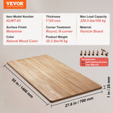 VEVOR Table Top, 55" x 27.6" x 1", 220.5 lbs Load Capacity, Universal One-Piece Particle Board Desktop for Height Adjustable Electric Standing Desk