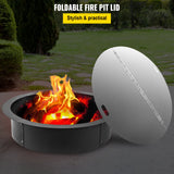 VEVOR Fire Pit Lid Round 40 Inch Foldable Fire Pit Ring Snuff Cover 430 Stainless Steel Fire Pit Spark Screen Cover 3mm Thickness - Front View