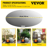VEVOR Fire Pit Lid Round 40 Inch Foldable Fire Pit Ring Snuff Cover 430 Stainless Steel Fire Pit Spark Screen Cover 3mm Thickness - Close-Up Angle