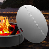 VEVOR Fire Pit Lid Round 40 Inch Foldable Fire Pit Ring Snuff Cover 430 Stainless Steel Fire Pit Spark Screen Cover 3mm Thickness - Low Angle