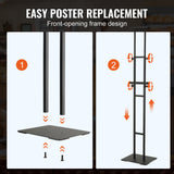 Poster Stand, Adjustable Height Up to 75", Double-Sided Heavy Duty Pedestal Sign Holder, Floor Standing Sign Holder Banner Stand with Shock-absorbing Base for Display, for Board and Foam, Black