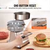 VEVOR Commercial Burger Patty Maker, 150mm Hamburger Beef Patty Maker, Heavy Duty Food-Grade Stainless Steel Bowl Burger Press Machine, Kitchen Meat Forming Processor with 1000 Pcs Patty Papers - 45-Degree Angle