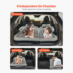 Car Air Mattress, Inflatable Car Camping Mattress, Flocking Thickened Travel Beds, Comfortable and Durable Portable Sleeping Pad with Air Pump, Nozzle, Carry Bag, Fits Most SUV MPV Sedan, Gray