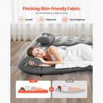 Car Air Mattress, Inflatable Car Camping Mattress, Flocking Thickened Travel Beds, Comfortable and Durable Portable Sleeping Pad with Air Pump, Nozzle, Carry Bag, Fits Most SUV MPV Sedan, Gray